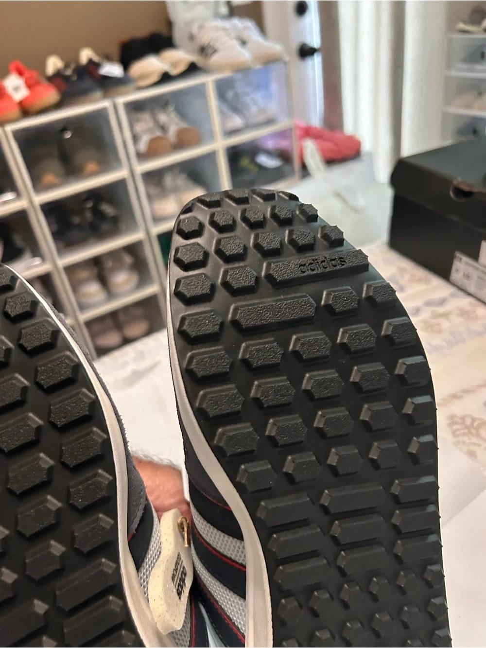 adidas Gray and Red Cloudfoam Comfort Running Shoes